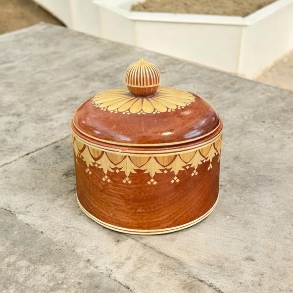 Artisan Crafted Inlaid Wooden Lidded Jar - Picture 2 of 10